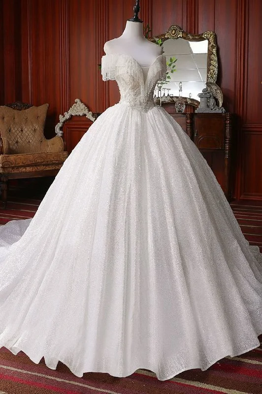 Buy More, Pay Less!Pretty Off The Shoulder Ball Gown Beading Prom Dresses    cg19843