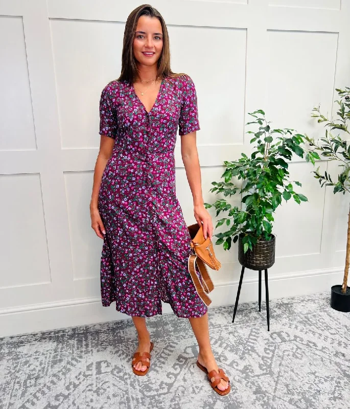 Time to Snag a Bargain!Purple Alexa Ditsy Dahlia Midi Dress