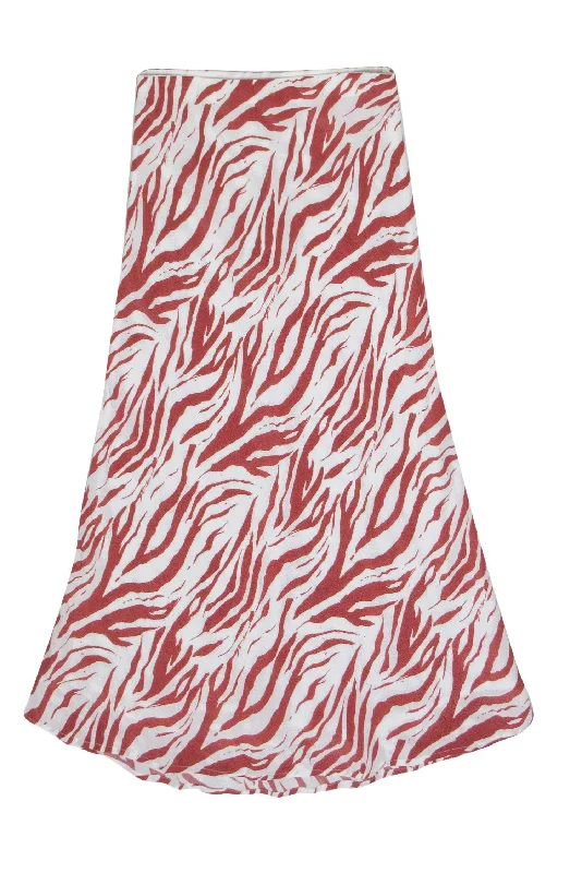 Crazy Discounts Inside!Rails - White & Rust Zebra Print Midi Skirt Sz XS