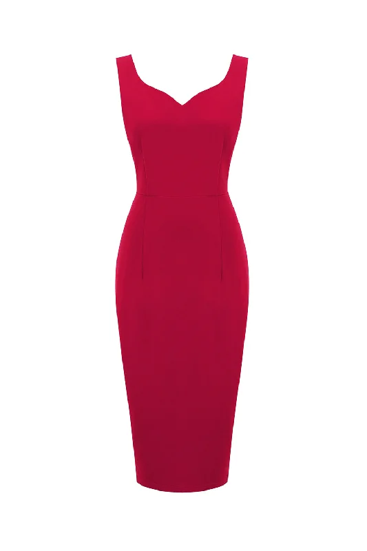 One Click Away from Big Savings!Red Bodycon Vintage 1960s Dress