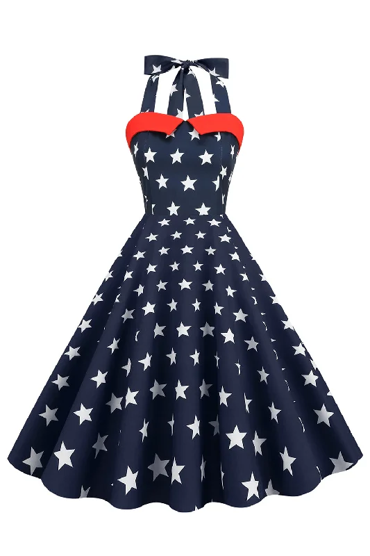 Best Price of the Season!Retro Style Halter Navy Vintage Dress