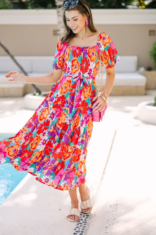 Grab Yours Before It’s Too Late!Return To Me Magenta Floral Midi Dress