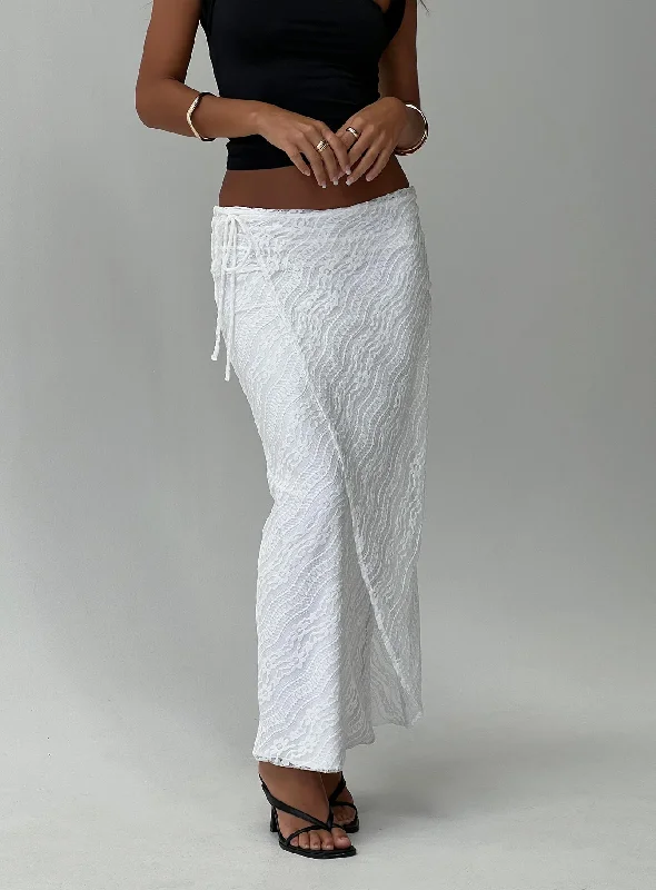 Act Fast – Limited Time Savings!Ring Her Up Lace Wrap Maxi Skirt White