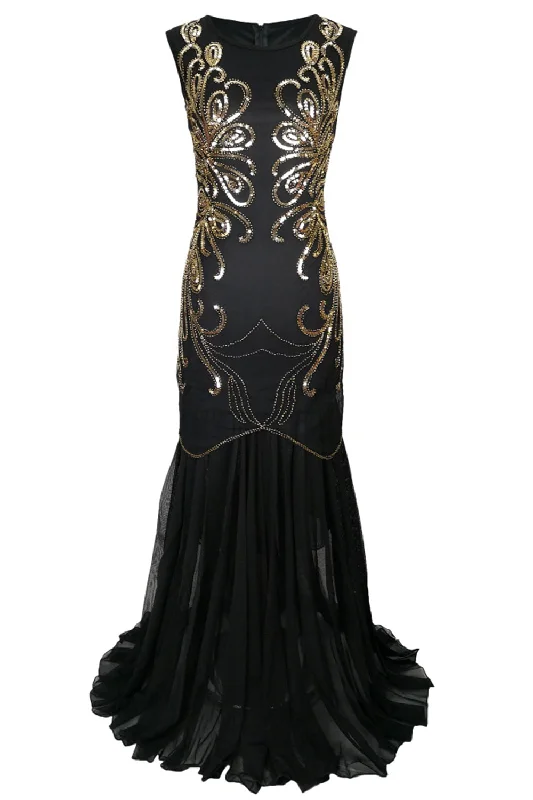Price Drop Alert!Sequin Gold Long 1920s Dress