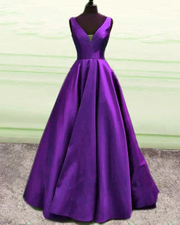 Save More with Every Purchase!Simple Prom Ball Gown V Neck Dresses Satin    cg19820