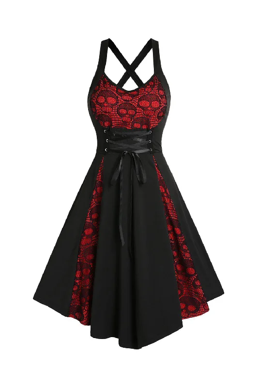 Stock Up and Save!Skull Strap Halloween Lace Vintage Dress