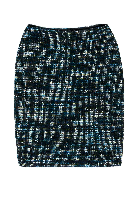 Huge Savings – Act Now!St. John - Black & Blue Textured Tweed Pencil Skirt Sz 6