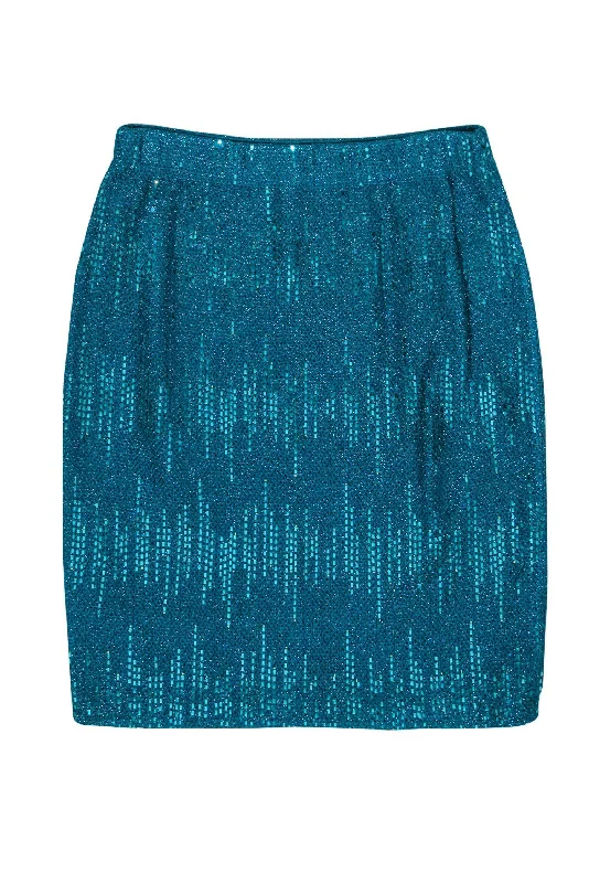 Must-Have Deals Inside!St. John - Teal Knit Sequin Pencil Skirt Sz 6
