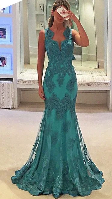 Today Only – Don’t Miss It!Straps V Neck Lace Long Prom Dress     cg19761