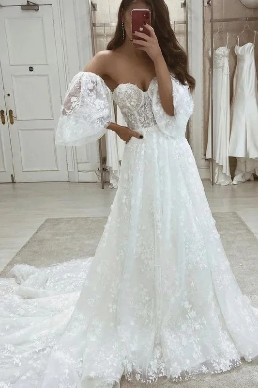 Price Drops You’ll Love!Sweetheart White Tulle Lace Long Prom Dress    cg19780