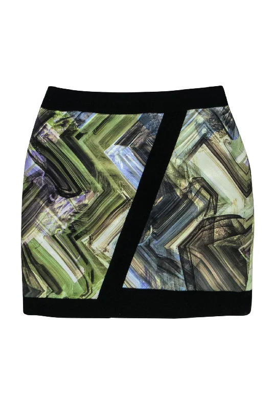 Limited-Time Price Drop!Ted Baker - Green & Purple Abstract Printed Miniskirt Sz 8