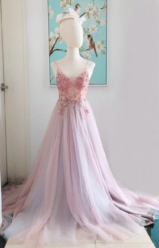 Price Drop Alert!Tulle Pink Prom Dress With Slit Tulle Spaghetti Strap Jewelry Tulle Prom/Evening Dress Christmas Dress cg19796 Price Drop Alert!Tulle Pink Prom Dress With Slit Tulle Spaghetti Strap Jewelry Tulle Prom/Evening Dress Christmas Dress cg19796