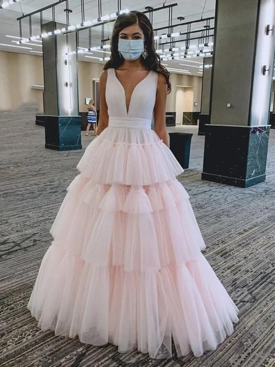 Buy More, Pay Less!V Neck PinkTulle Long Prom Dresses, Pink Tulle Long Formal Evening Dresses cg19795 Buy More, Pay Less!V Neck PinkTulle Long Prom Dresses, Pink Tulle Long Formal Evening Dresses cg19795