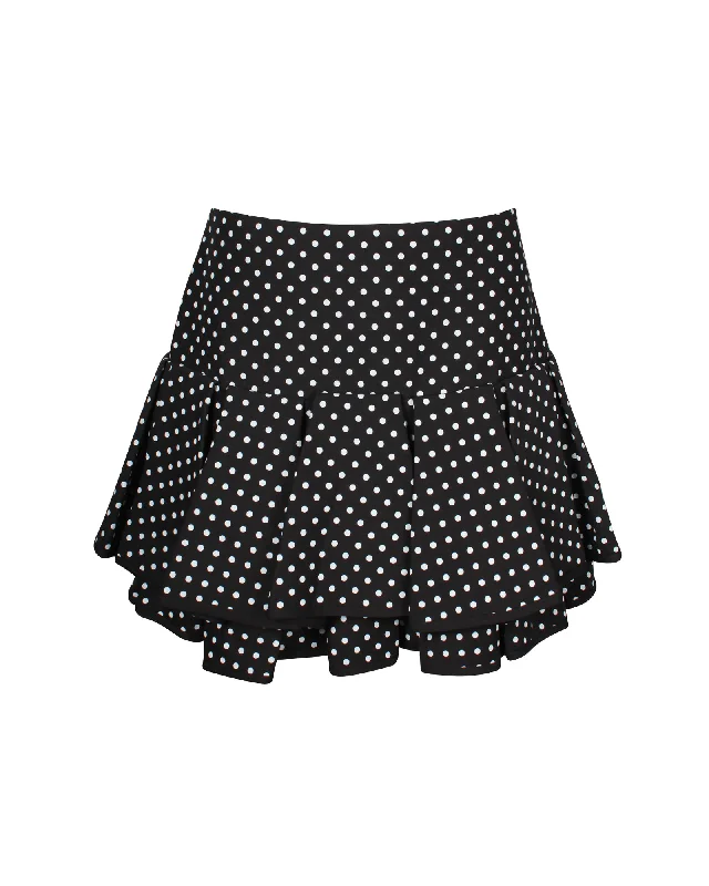 Mega Sale Happening Now!Valentino Garavani Tiered Polka-dot Mini Skirt in Black Wool Mega Sale Happening Now!Valentino Garavani Tiered Polka-dot Mini Skirt in Black Wool