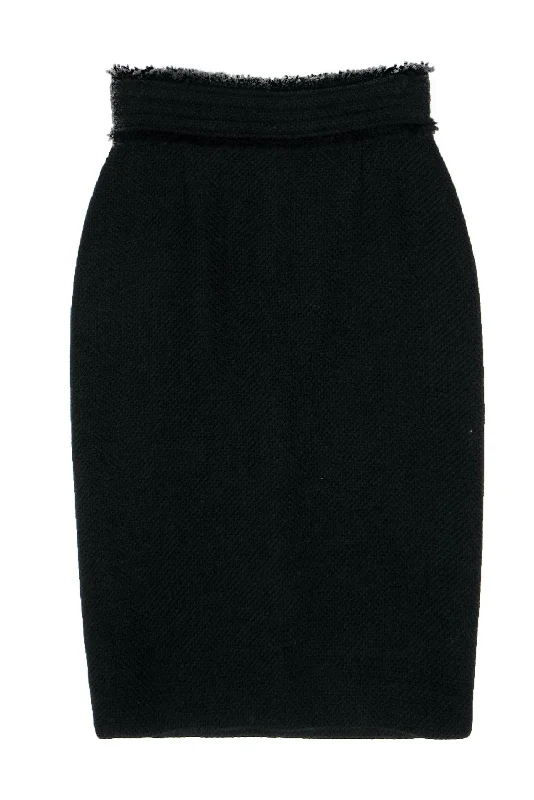Your Exclusive Offer Awaits!Veronique Leroy - Black Tweed Pencil Skirt w/ Frayed Edges Sz 4 Your Exclusive Offer Awaits!Veronique Leroy - Black Tweed Pencil Skirt w/ Frayed Edges Sz 4