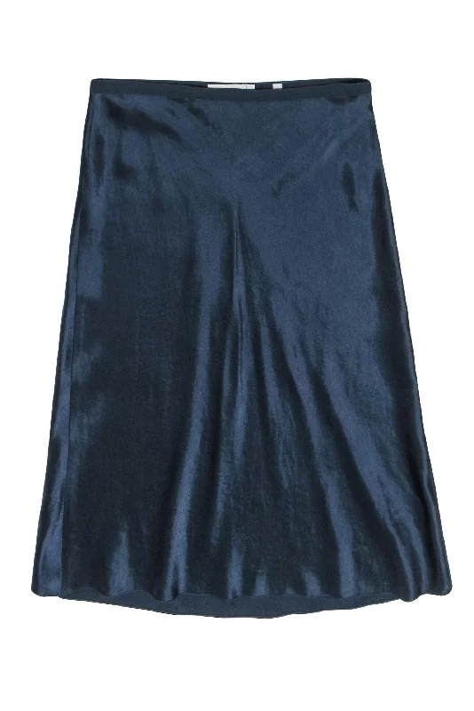 Unmissable Offers Await!Vince - Navy Satin Midi Slip Skirt Sz S