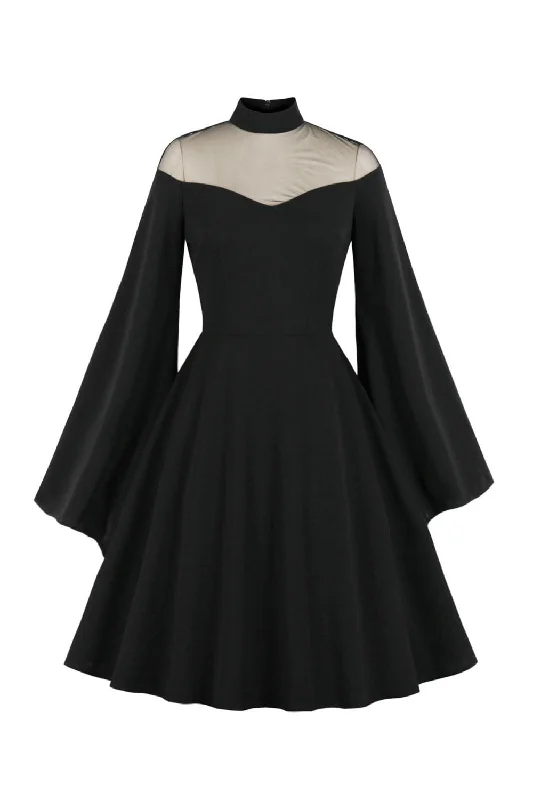 Hurry, Sale Ends Soon!Vintage Black Halloween Dress with Long Sleeves