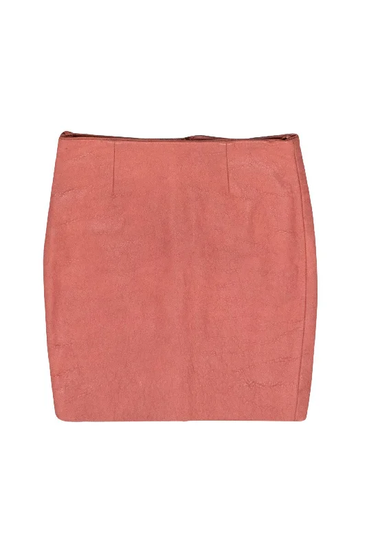 Save Money, Shop Happy!Viparo - Salmon Pink Textured Leather Miniskirt Sz XS