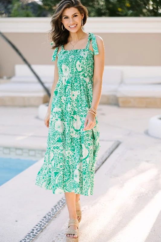 Don’t Wait – Shop Today!What It's All About Green Floral Midi Dress
