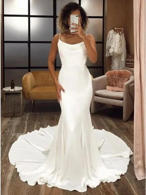 Shop More, Spend Less!White Mermaid Satin Sleeveless Prom Dress With Sweep Train cg19785 Shop More, Spend Less!White Mermaid Satin Sleeveless Prom Dress With Sweep Train cg19785