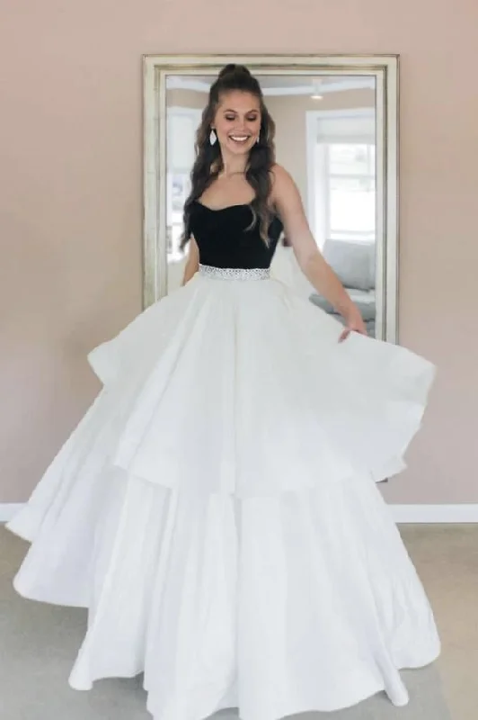 Best Price of the Season!White satin long A line ball gown dress formal dress prom Gown cg19747 Best Price of the Season!White satin long A line ball gown dress formal dress prom Gown cg19747