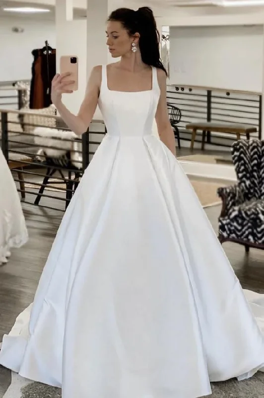 Act Fast – Limited Time Savings!White satin long A line prom dress white evening dress cg19748 Act Fast – Limited Time Savings!White satin long A line prom dress white evening dress cg19748