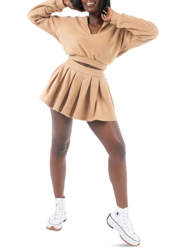 Flash Sale – Act Fast!Womens Fleece Short Pleated Skirt