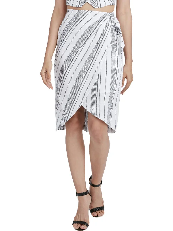 Get More for Less!Womens Linen Blend Striped Midi Skirt