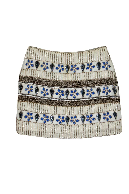 Seasonal Sale – Shop Now!Yumi Kim - Ivory Beaded & Sequin Miniskirt Sz L
