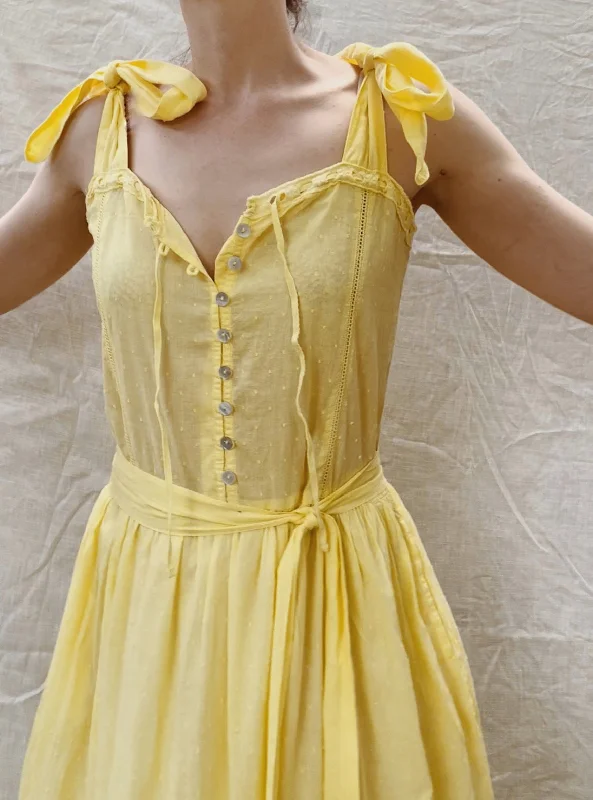 Steals and Deals Await!100% RECYCLED COTTON - ADELINE MAXI DRESS LEMON MERINGUE