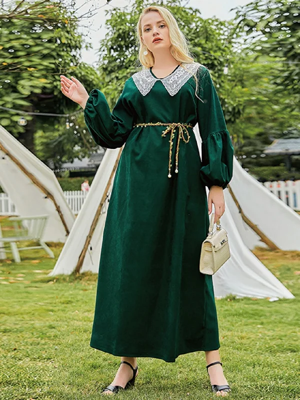 Your Dream Deal is Here!KittenAlarm - Plus Size Lace Trimmed Maxi Dress
