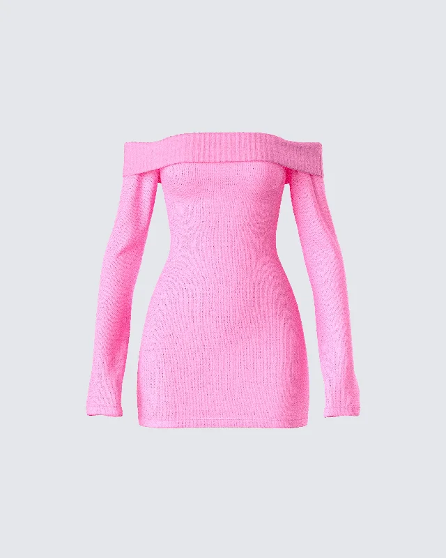 Find the Best Deals Here!Abeni Pink Sweater Mini Dress