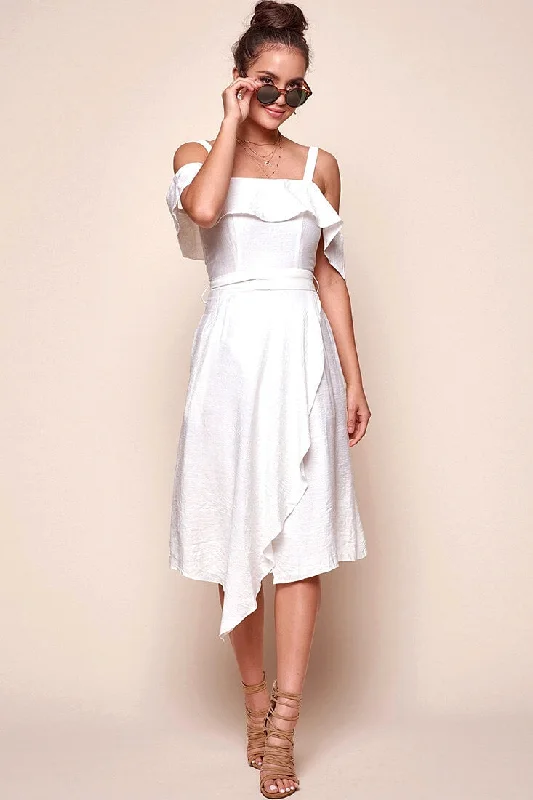 Save Like Never Before!Adali Flowy Summer Midi Dress White