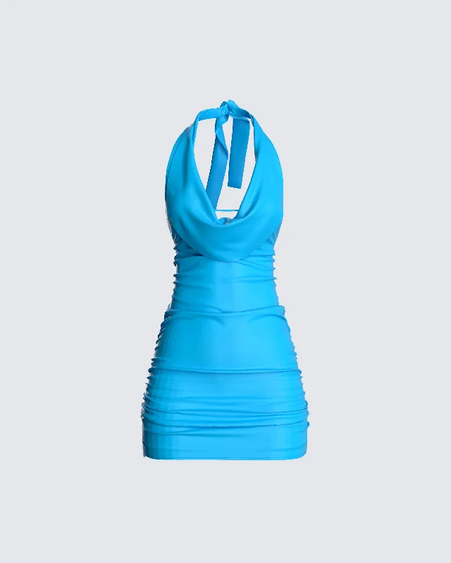 Score Big Savings Today!Adrian Blue Mini Dress