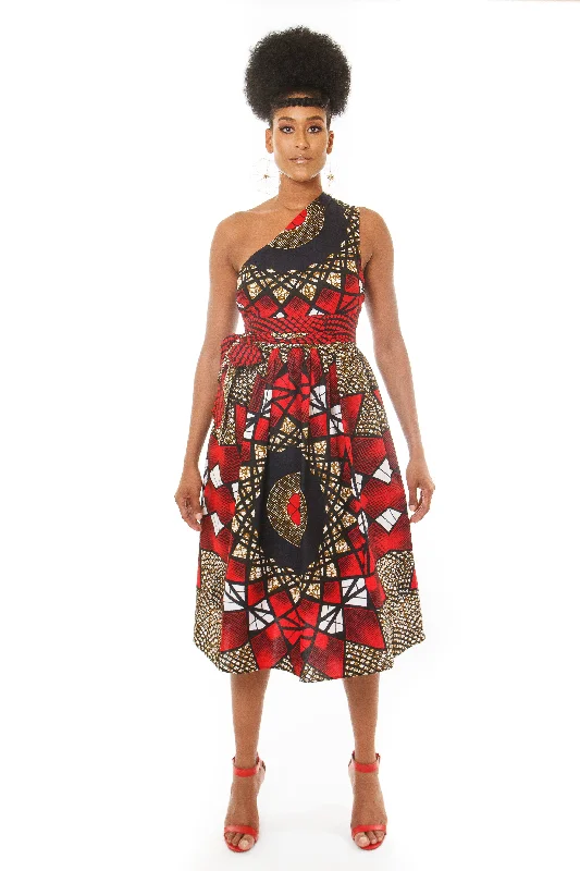 Hot Deals You Can’t Resist!African Print One Shoulder Dress