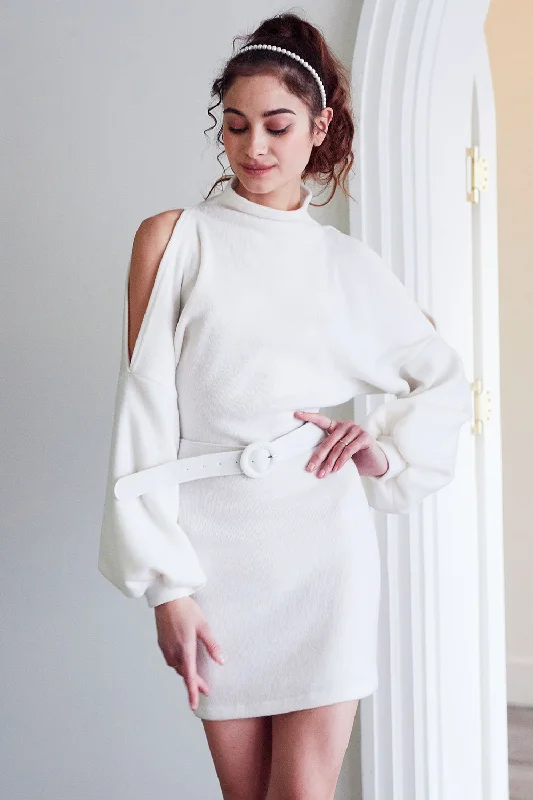 Act Fast – Limited Time Savings!Allison Cold Shoulder Sweat Dress w/Belt
