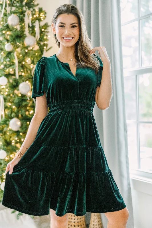 Shop More, Spend Less!Always Turn To You Emerald Green Velvet Dress