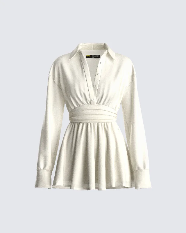 Best Deals Just for You!Amara Ivory Mini Shirt Dress
