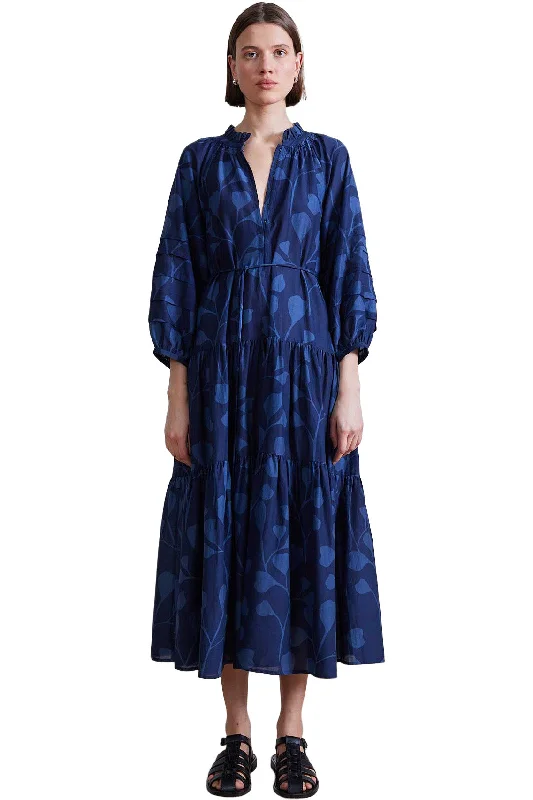 One Click Away from Big Savings!Apiece Apart Trinidad Maxi Dress in Indigo Trellis