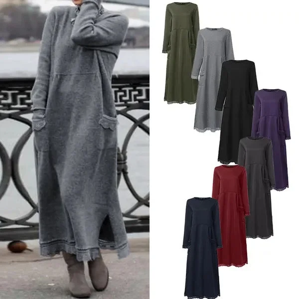 Every Deal is a Steal!Autumn Loose Oversized Knit Brushed Hoody Dresses