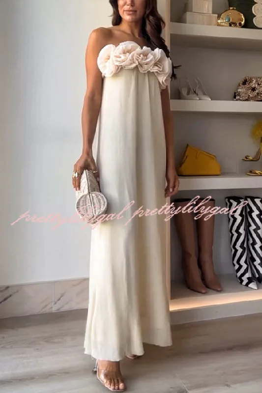 Shop Before It’s Gone!Blooming Chic Flower Applique Elastic Off Shoulder Strapless Maxi Dress Shop Before It’s Gone!Blooming Chic Flower Applique Elastic Off Shoulder Strapless Maxi Dress
