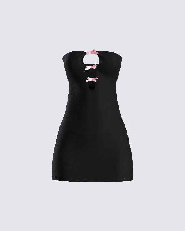 Mega Sale Happening Now!Bodhi Black Satin Bow Mini Dress