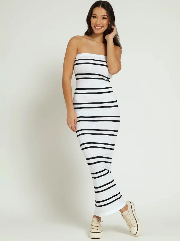 Your Favorite Sale is Back!Boobtube Seamless Stripe Maxi Dress - White/Black