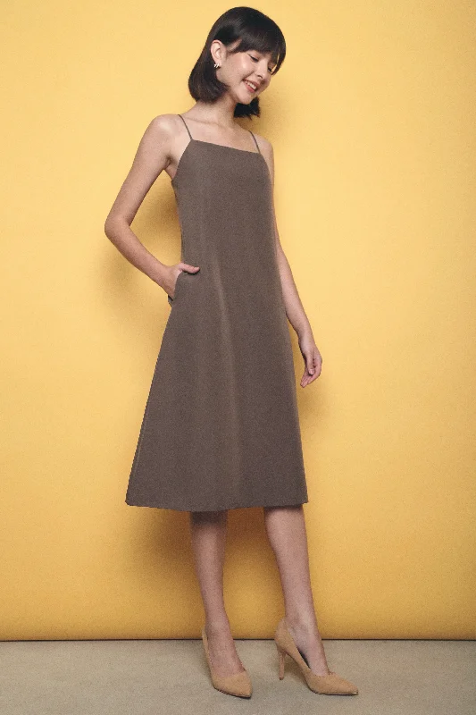 Huge Price Cuts Await!Brennur Strappy Slip Dress Taupe