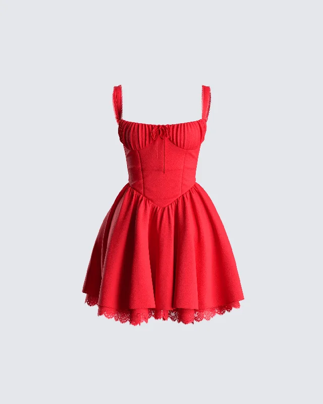 Huge Savings – Act Now!Brit Red Poplin Mini Dress
