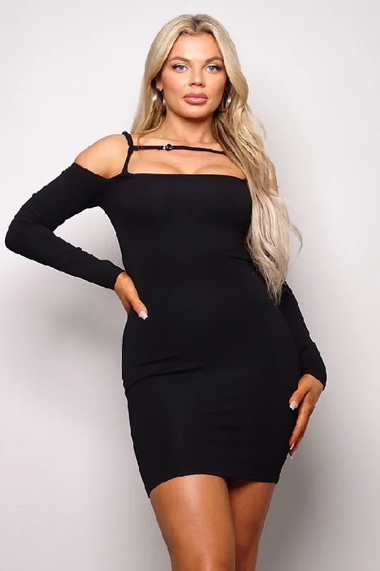 Bigger Savings, Better Shopping!Long Sleeve Cuff Front Strap Mini Dress