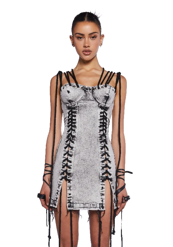 The Best Deals Won’t Wait!Charged  Lace-Up Denim Dress