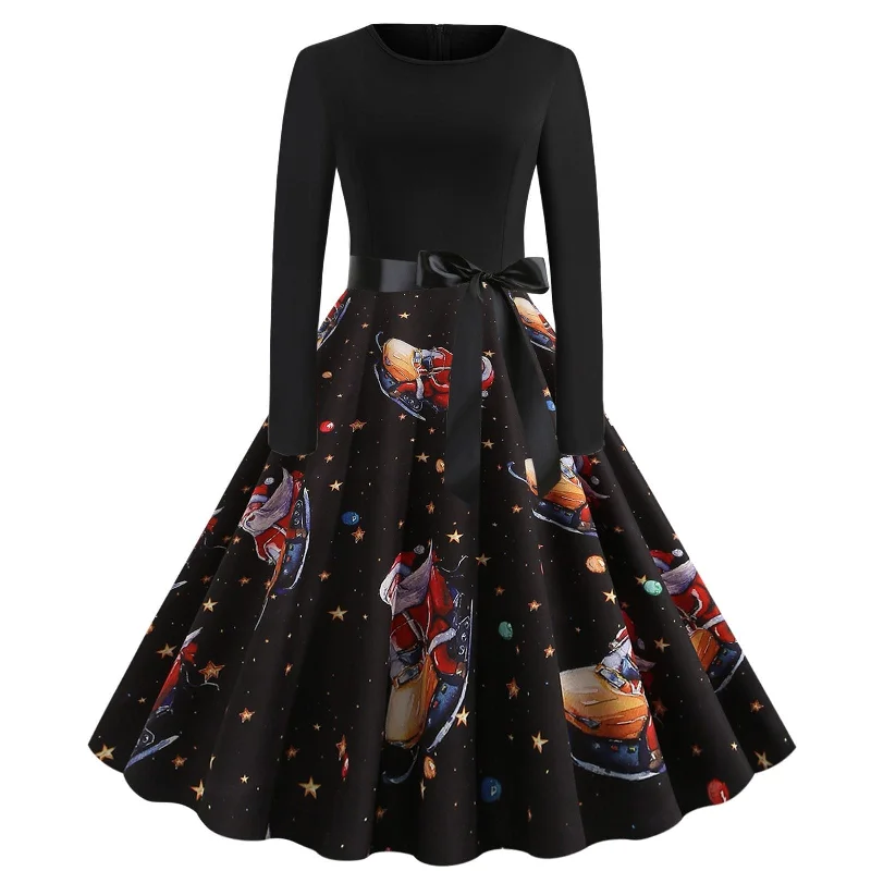The Best Sale of the Year!FashionSierra - Christmas 1950s Dress Women Vintage Long Sleeve Dresses Housewife Evening Party Prom Sexy Dress Female Vestidos Woman Clothes