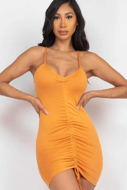 Huge Price Cuts Await!Adjustable Ruched Front Detail Mini Dress