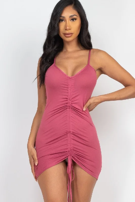 Shop Before It’s Gone!Adjustable Ruched Front Detail Mini Dress